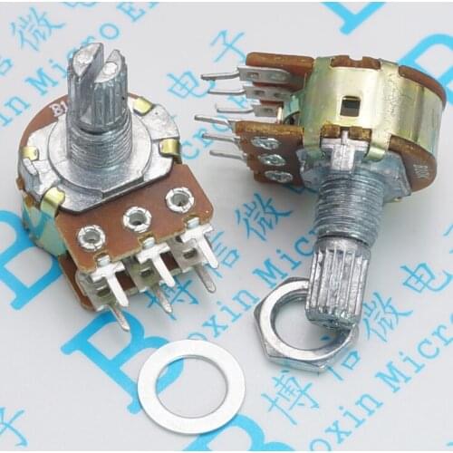 2pcs WH148 B1K B2K B5K B10K B20K B50K B100K B500K 6Pin Shaft Amplifier Dual Stereo Potentiometer 1K 2K 5K 10K 50K 100K 500K