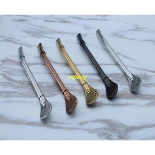 20pcs/lot FREE 304 Stainless Steel Drinking Straw Filter Handmade Yerba Mate Tea Bombilla Gourd Washable Practiacl coffee spoon