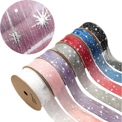 20Yards Star Tulle Ribbon Roll DIY Handmade Craft Hair Ornament Baking cherry blossoms Printed Mesh Fabric Supplies,20Yc19512