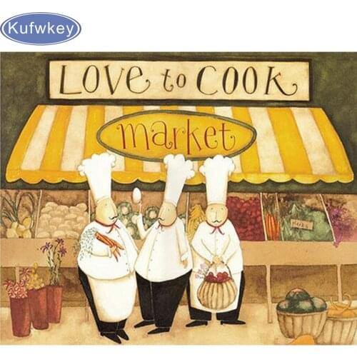 3D Diamond Painting Cross Stitch Three chefs Crystal Needlework square rhinestones Diamond Embroidery Full Diamond Decorative