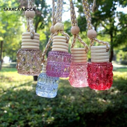 5ml Colorful Light Empty Glass Car Perfume Bottle Cylinder Car Accessories 30pcs/Lot Mix Color