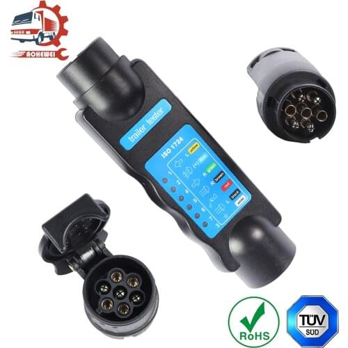 AOHEWEI 7 Pin Towing Trailer Lights Plug & Socket Tester 12V Wiring Circuit with 13 Pin Caravan Adapter Converter Car Connector