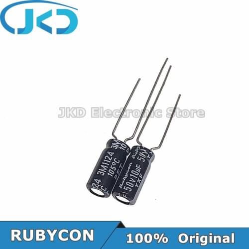 50pcs RUBYCON 10UF 50V 5*11mm 10UF50V 50V10UF 5x11mm Aluminum Electrolytic Capacitor 100% Original