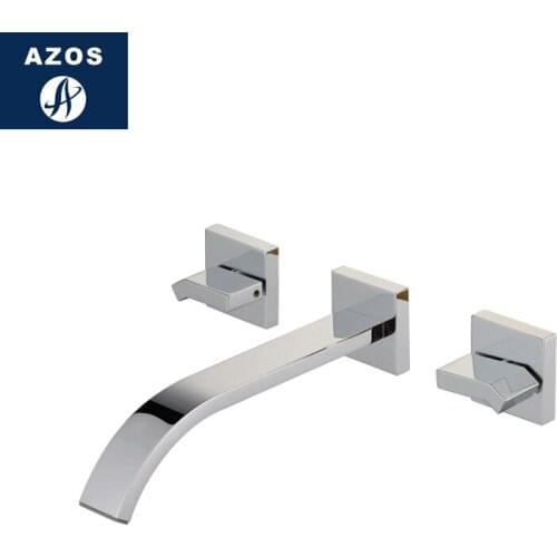 Azos In-wall Faucet One-piece Waterfall Brass Chrome Cold and Hot Switch Shower Room Below Counter Basin Bathroom Cabinet Doubl