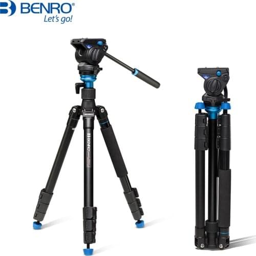Benro A2883FS4 Video Tripod Professional Aluminum Camera Tripods S4 Hydraulic Head Sections 4 Max Loading 4kg
