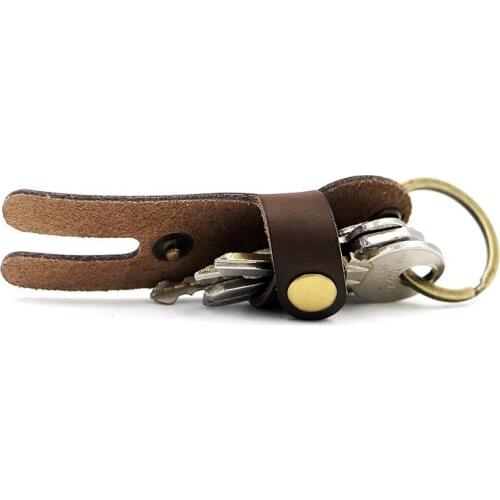 Genuine Leather Unisex Keychain Car Key Wallets Zipper Keychain Purse Men Housekeeper Key Holder Covers Case