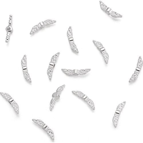 400pcs Tibetan Silver Color Angel Wing Beads Loose Spacer Beads for Jewelry Making DIY Bracelet Neckalce 12x3x3mm Hole 1.5mm