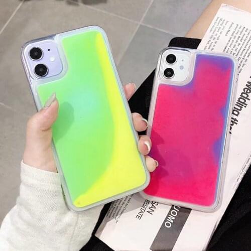 Luminous Neon Sand Phone Case For iPhone 12 Pro 11 Pro X XR XS Max 8 7 Plus In The Dark Liquid Glitter Quicksand Cases Cover