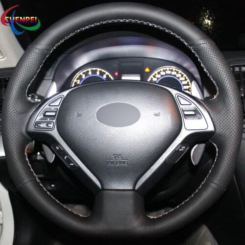 DIY Black Leather Steering Wheel Cover For Infiniti G G25 G35 G37 EX EX35 EX30 EX37 Q Q40 Q60 QX50 2014-2018 Car Accessories