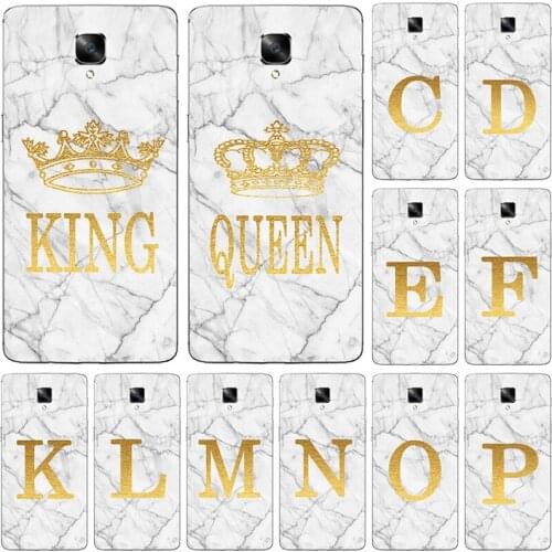 Phone Case for Oneplus One Plus 3 A3000 3T 2 A2001 1 A0001 X White Marble Golden English Letter FashionName Back Cover Shell