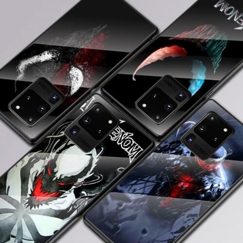 Marvel Venom For Samsung Galaxy S20 FE S10e S10 S9 S8 Ultra Plus Lite Plus 5G Tempered Glass Cover Phone Case