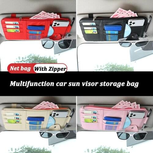 Auto Sun Visor Storage Pouch Pocket Car Organizer Sunglasses Clip Holder Card Pocket Storage Holder Car-styling Stowing Tidying
