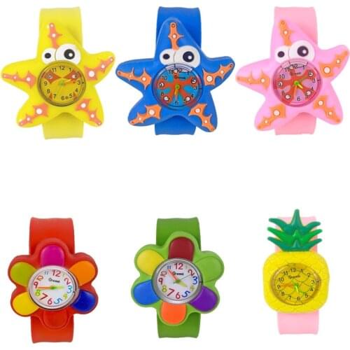 Children Watch Cartoon Style Starfish Flower Pineapple Shape Sports Quartz Watch for Kids Boys Girls Birthday Gift Learn Time