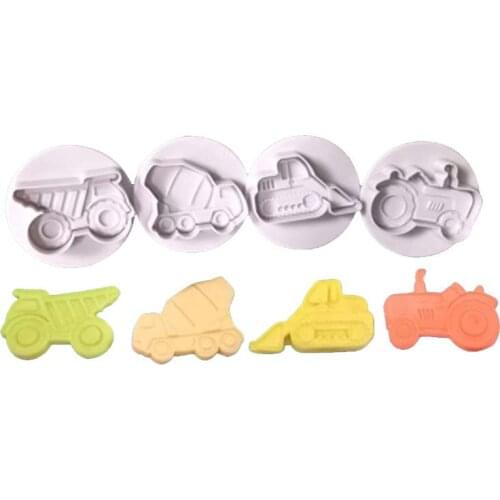 Roasting Tool Construction Vehicle Car Biscuit Mould Plastic Curved Cookie Mold Sugarcraft Chocolate Decorating Plunger Cutter