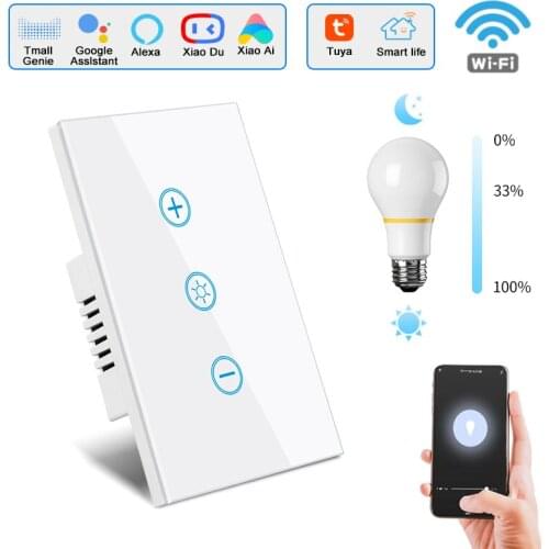 Pssrise Tuya WiFi Intelligent Adjustable Light Brightness Switch Panel Smart Home Alaxa voice 1/2/3/4Gang US