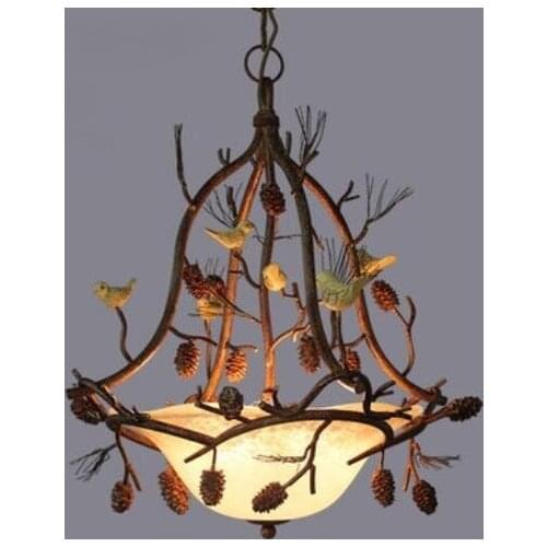 American country RETRO art pine cone chandelier European style creative restaurant living room bedroom iron lighting LO7124 YM