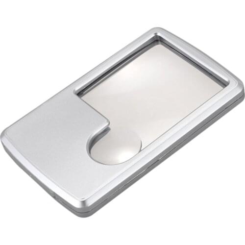 Silver Tone Shell LED Illuminated Magnifying Glass Pocket Magnifier 3X 6X