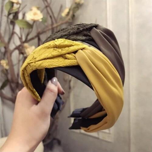 Korean Boutique Hairband Lace Fabric Cross Knot Headband Women Girls Hair Head Hoop Bands Accessories For Girls Scrunchy hg92058