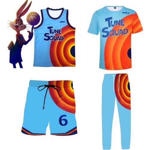 Space-Jam Basketball Jersey Tune-Squad #6 James Shirt Shorts Cosplay Costume Movie A New Legacy Basketball Uniform T Shirt Pant
