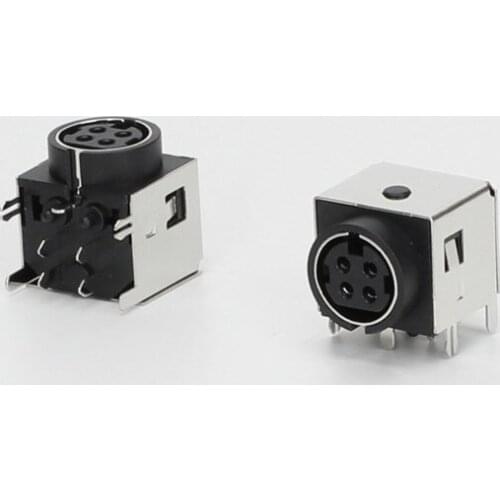 10 pcs Mini Din Power Jack receptacle shielded 4 positions right angle through hole all power contacts 30 V DC 7 Amps Max