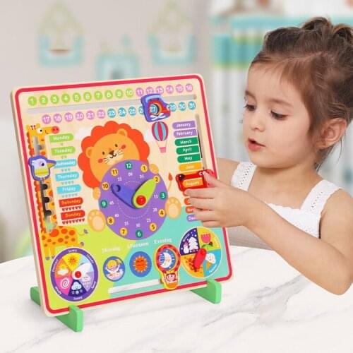 Montessori Weather calendar clock Wooden Toys Calendar Clock Time Cognition Preschool Educational Teaching Aids Toy For Children