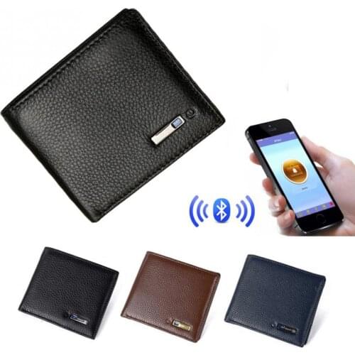 Men Smart Wallet Genuine Leather Anti-theft GPS Locator Wallet Anti Lost Intelligent Bluetooth Purse Male Card Holders Tracker