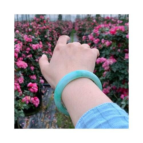 Natural Burmese jadeite light green 54-64mm bracelet, elegant princess jewelry, best gift for mother and girlfriend