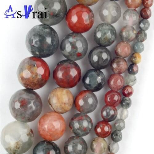 Natural Stone Facted African Bloodstone Loose Round Beads For Jewelry Making 4/6/8/10/12mm Diy Bracelets Accessories 15"