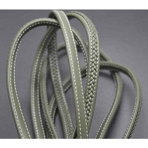 2m/lot approx 8.5*5mm olive color braided Flat Leather Cord Bracelet Necklace DIY Jewelry Craft Margin Sewing Leather Cords diy