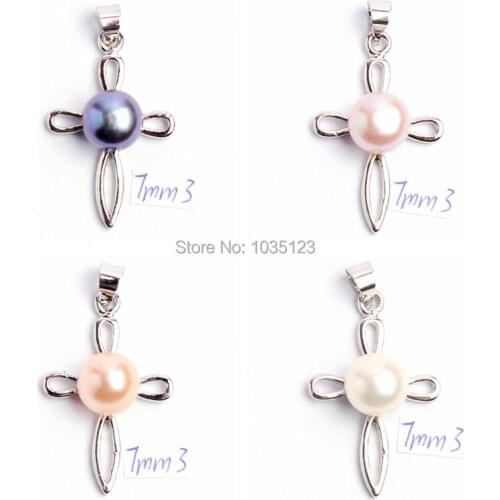 High Quality 7mm Pretty Natural 4 Color Freshwater Pearl Fashion Pendants wj150