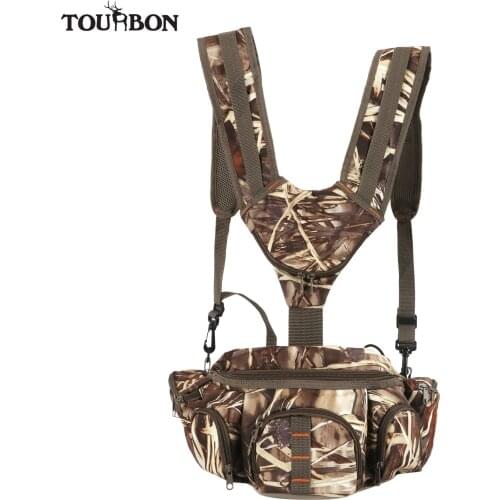 Tourbon Hunting Camo Fanny Pack with Harness Waist Pack Pouch with Shoulder Straps for Climbing Hiking Camping Travelling