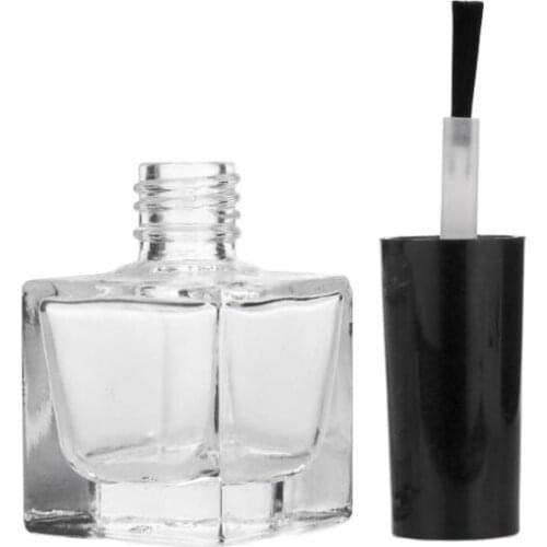 15ml empty square shape glass bottle with black brush lid for nail polish / enamel /art nail container cosmetic packing