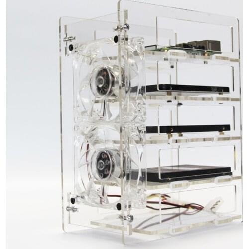 5 Layer Acrylic Cluster Case Cooling Rack Tower for Raspberry Pi 4 B / 3 B + / 3 B Mobile hard disk holder 2.5hdd ssdbracket