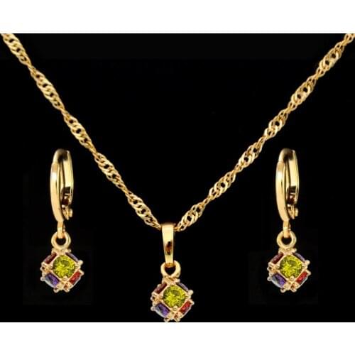 Luxury Crystal Dubai Costume Jewelry Set Women Bridal Gold Earrings Pendant Necklace Wedding Gift Joyas Brinco Ouro Bijoux S0121