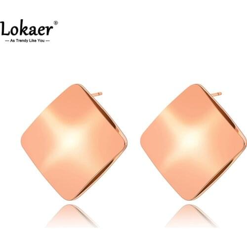 Lokaer Trendy Titanium Stainless Steel Geometric Square Earrings For Women Neo-Gothic Party Earrings Серьги Висячие E21046