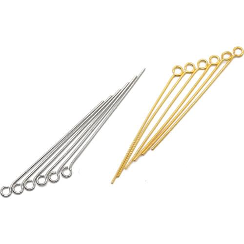 100pcs/lot Stainless Steel 9 Eye Pins 15mm 20mm 25mm 30mm 35mm 40mm Length Loop Eye Pin Needles for DIY Earrings Jewelry Making
