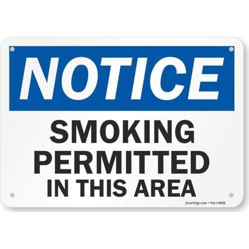 SmartSign"Notice Smoking Permitted in This Area" Sign | 7" x8" Aluminum