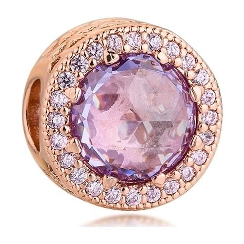 Fit Pandora Bracelets Lavender Radiant Hearts Charms 925 Original Sterling Silver Beads for Jewelry Making DIY Women Gift