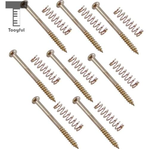 Tooyful 8 Pieces Humbucker Double Coil Pickup Frame Ring Adjusting Height Screws + Springs for Electric Bass Parts Silver