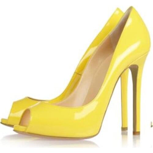 Shofoo shoes new versatile patent leather shallow mouth high heel sandals with a heel height of about 11cm