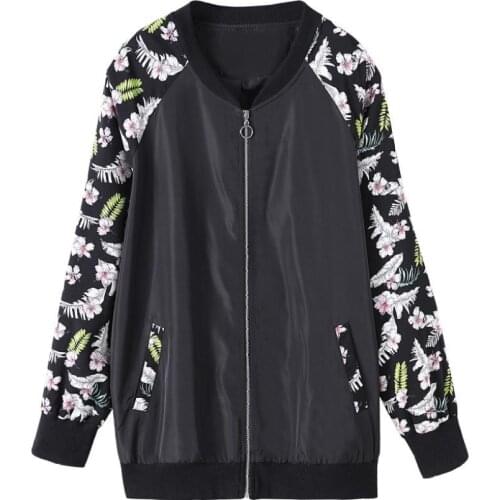 Plus Size 10XL 8XL 6XL Women 2020 Spring Autumn Jackets Femme Long Sleeves O-neck Floral Print Tops Patchwork Jacket For Mujers