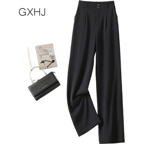 Women pants Vintage High Waist Zipper Chic Fashion Side Pockets Straight Pants Female Trousers formal wear Suit pants