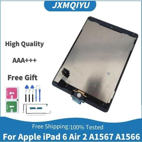 100% AAA+ Grade LCD For Apple iPad 6 Air 2 A1567 A1566 Touch Screen Digitizer Assembly Replacement + Tools