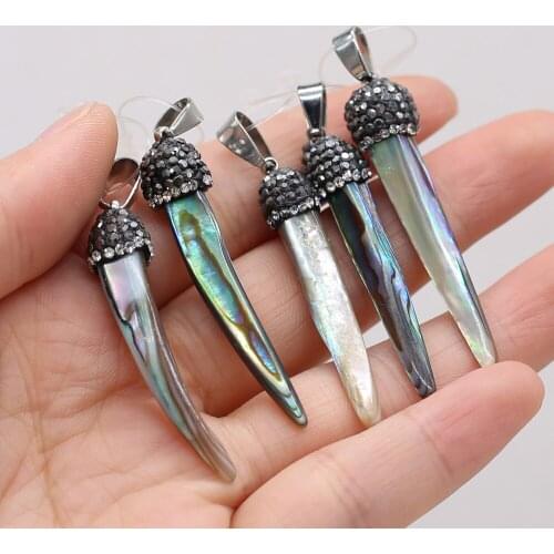 1pcs New Natural Black Abalone Shell Pendants Charms for Earring Necklace Accessories Jewelry Making Women Gift Size 5x40-5x50mm