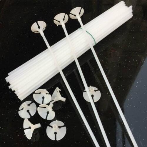 10 Sets 40cm Latex Balloon Cup Sticks White Color Aluminum Foil Balloon Holder DIY Wedding Birthday Party Decoration Accessories