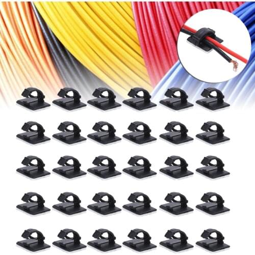 30pcs/bag Network Wire Clip Car Wire Clip Self-adhesive Cable Holder Rectangle Plastic Mount Clamp Organizer