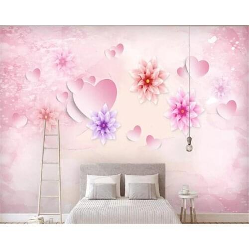 Beibehang wallpaper 3d on the wall 3d wallpaper Custom wall stickers romantic flower wallpaper pink childrens room wallpaper
