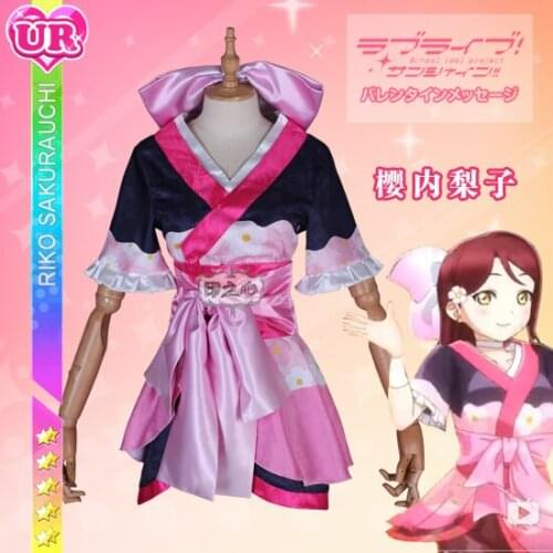 Anime! Lovelive Sakurauchi Riko Aqours Season 2 Episode 3 MY Dance Tonight Lovely Kimono Uniform Cosplay Costume Free Shipping