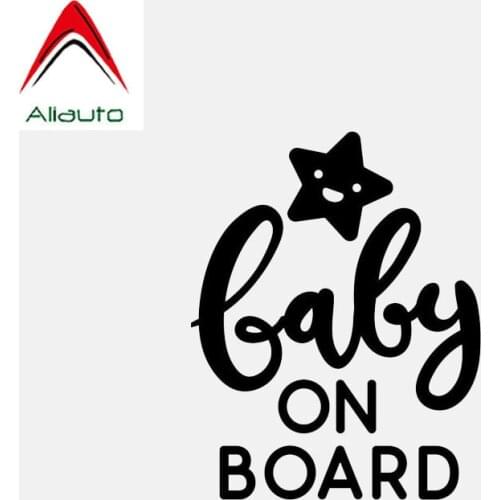 Aliauto Creative Car Sticker Baby on Board Cute Star Vinyl Accessories PVC Decal Black/Silver for Harman Kardon Yeti,13cm*10cm
