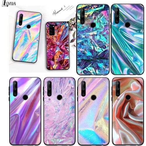 Glitter Iridescent Color for Huawei P10 P20 Pro P30 P40 Y5 Y6 Y7 Y9 2019 Nova 7i 5T 5i 5 4e 4 3i 3e 3 Bright Black Phone Case